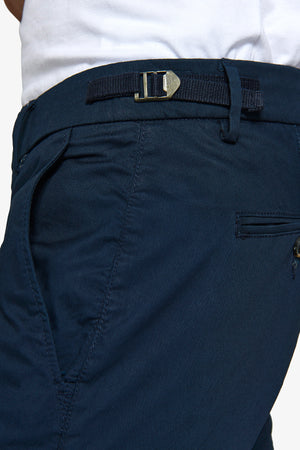 Blue textured slim chino trousers