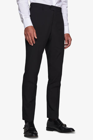 Plain black classic slim-fit suit trousers