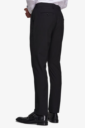 Plain black classic slim-fit suit trousers