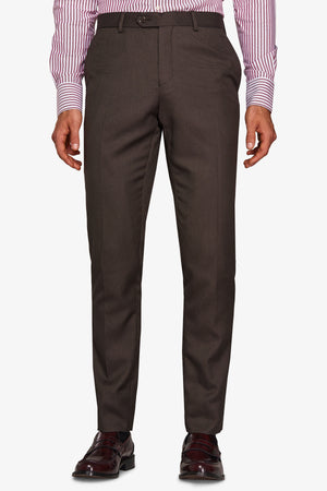 Brown birdseye regular suit trousers
