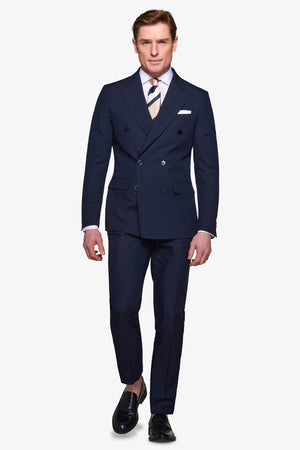 Blue slim double-breasted suit blazer