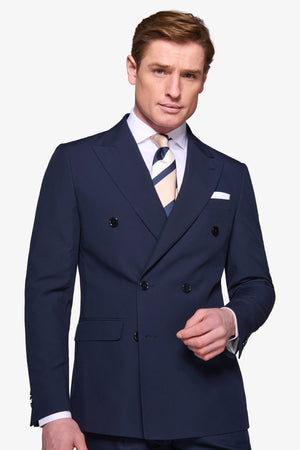 Blue slim double-breasted suit blazer