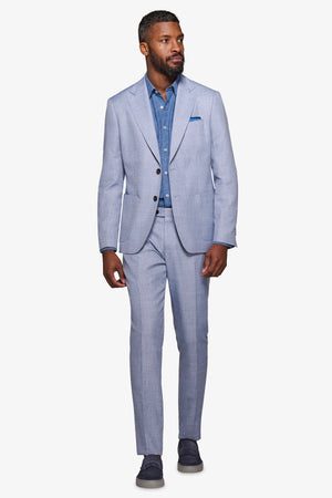 Light blue slub slim suit blazer