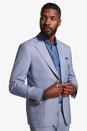 Light blue slub slim suit blazer
