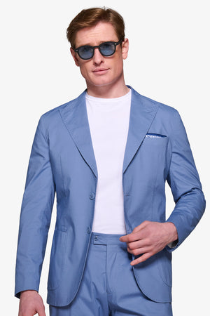 Veste de costume en toile parachute bleu turquin