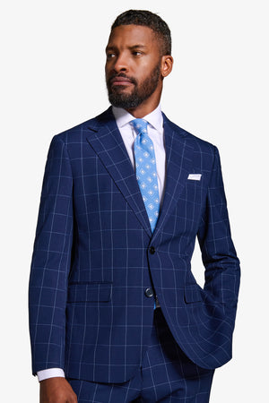 Blue check suit blazer
