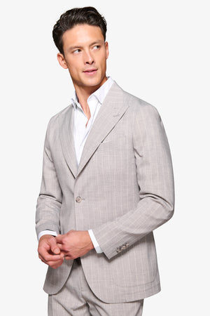 Light gray pinstripe suit blazer