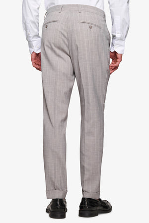 Light gray pinstriped suit trousers