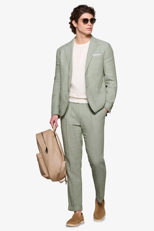 Mint herringbone linen blend suit blazer