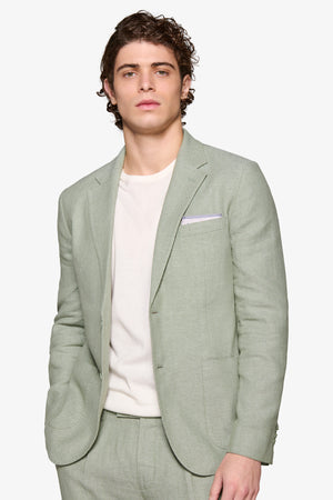Mint herringbone linen blend suit blazer