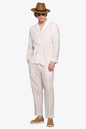 "Capri" cream pinstripe suit overshirt