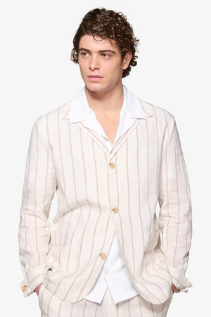 "Capri" cream pinstripe suit overshirt