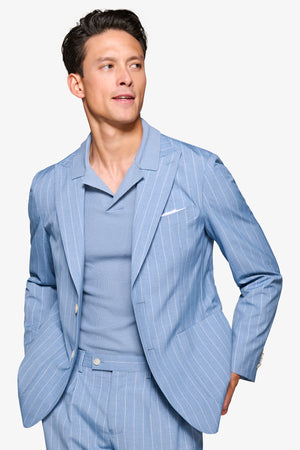 Light blue melange pinstripe suit blazer