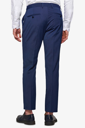 Pantalone da abito trama punto a spillo blu slim