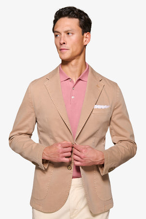 Beige garment-dyed slim textured blazer