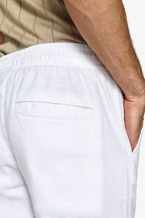 Pantalón con cordón en la cintura texturizado color blanco óptico