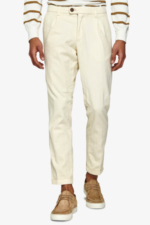 Natural canvas slim trousers
