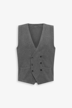 Gray double-breasted knitted waistcoat