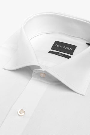 White piquet slim shirt
