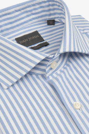 Azure striped textured slim shirt