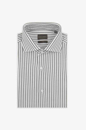 Gray textured striped slim shirt