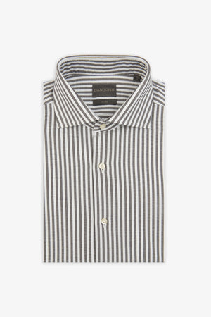 Brown striped textured slim shirt