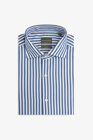 Indigo medium stripes slim shirt