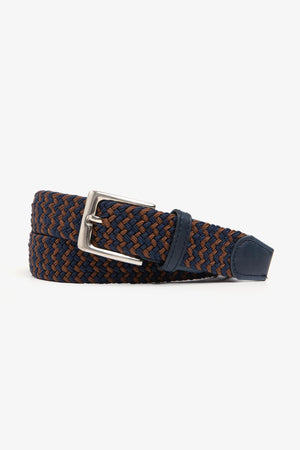 Beige/brown elastic braided belt