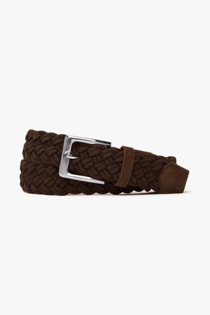Brown braided elastic belt