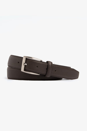 Dark brown Saffiano faux leather belt