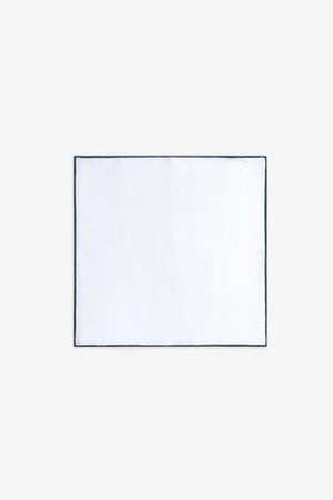 Pochette de costume blanche avec bord contrastant bleu