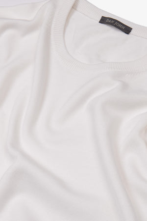 Jersey de cuello redondo de algodón crema