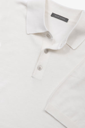 White knit polo shirt