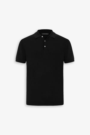 Black knit polo shirt