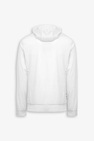 White full-zip sweatshirt style jacket