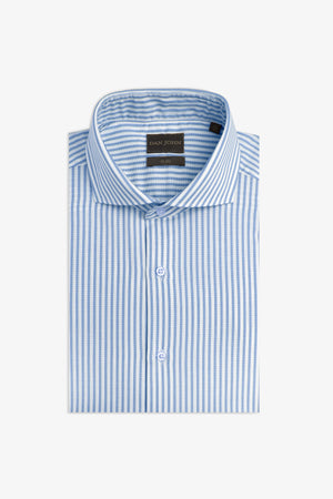 Azure textured striped shirt