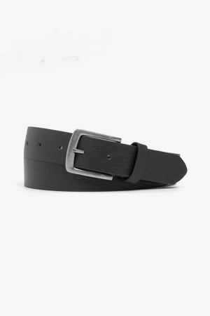 Black Vintage Effect Leather Belt
