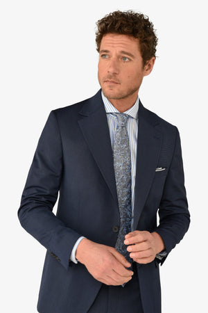 Giacca da abito trama punto a spillo blu navy slim-Dan John