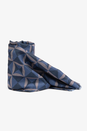 Indigo geometric pattern lightweight scarf