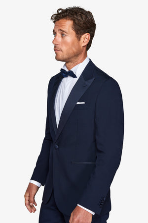 Blue peak lapel tuxedo suit