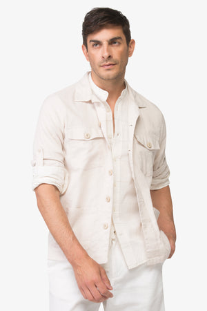 Natural lightweight cotton and linen overshirt