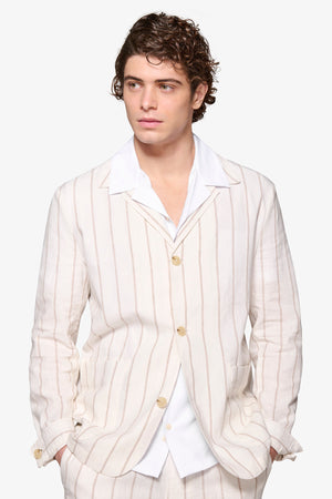 Overshirt da abito gessata panna "Capri"-Dan John