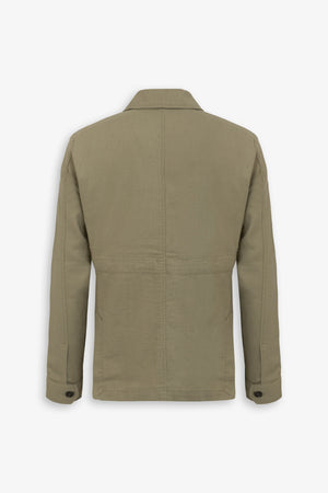 Army green linen blend Saharan jacket