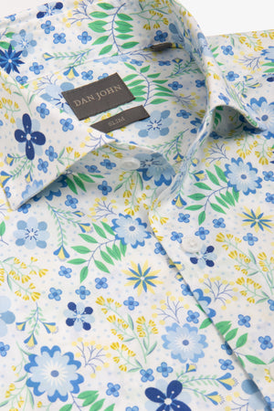 Lime multicoloured floral print shirt