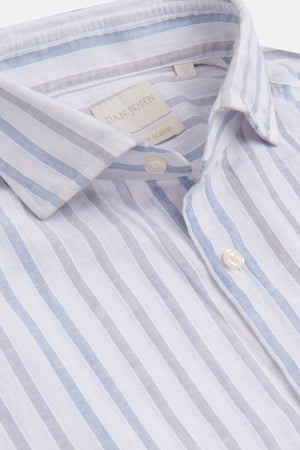 Light blue linen blend striped shirt