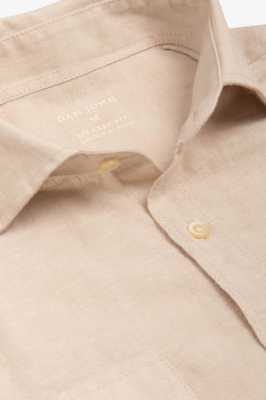 Chemise en lin mélangé avec poches poitrine sable