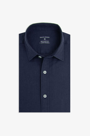 Blue linen blend shirt