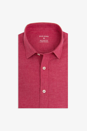 Coral linen blend shirt