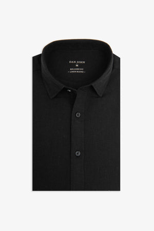 Black linen blend shirt