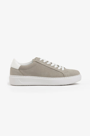 Light gray perforated ecosuede sneakers